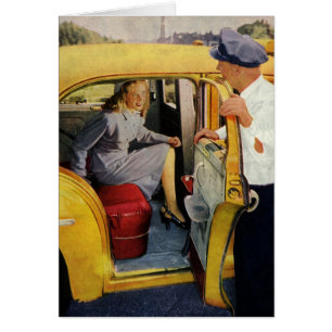Vintage Business, Taxi Cab Driver Woman Passenger