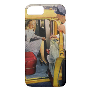 Vintage Business, Taxi Cab Driver Woman Passenger iPhone 8/7 Case