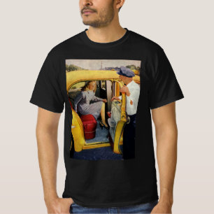 Vintage Business, Taxi Cab Driver Woman Passenger T-Shirt