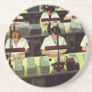 Vintage Business, Telephone Assembly Line Workers Coaster