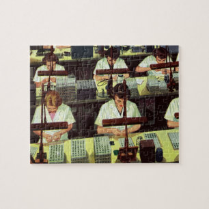 Vintage Business, Telephone Assembly Line Workers Jigsaw Puzzle