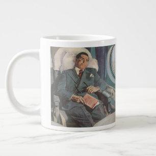 Vintage Business Travel, Reading on the Aeroplane Large Coffee Mug