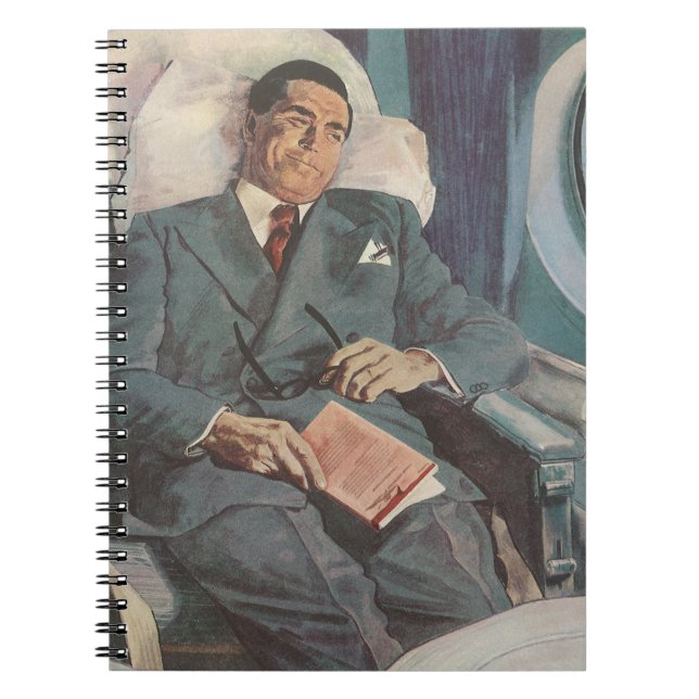 Vintage Business Travel, Reading on the Aeroplane Notebook (Front)