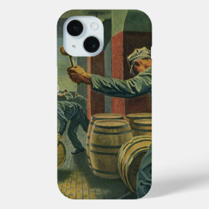 Vintage Business, Wine Making Corking Wine Barrels iPhone 15 Case