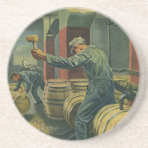 Vintage Business, Wine Making Corking Wine Barrels Coaster