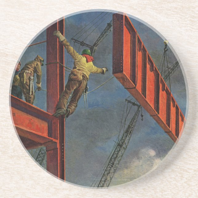 Vintage Business, Workers on Steel Construction Coaster (Front)