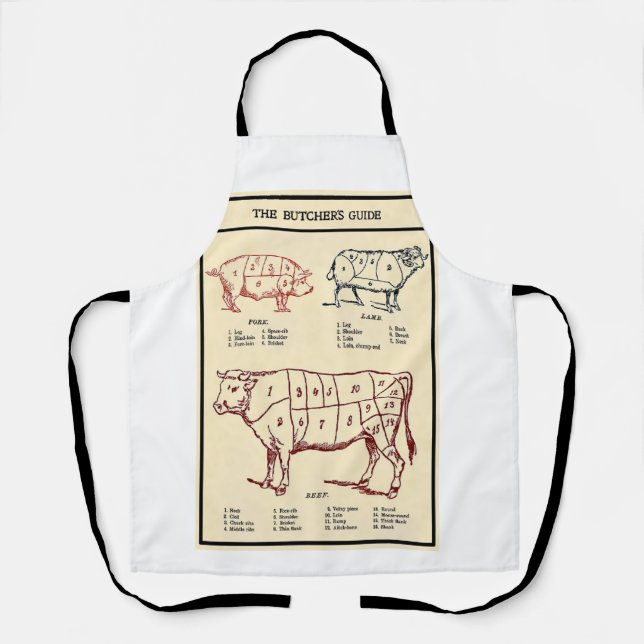 Vintage Butcher's Guide c. 1924  Apron (Front)