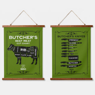 Vintage Butchers Meat Cut Hanging Tapestry