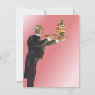 Vintage Butler in a Tuxedo Serving Wine on Tray