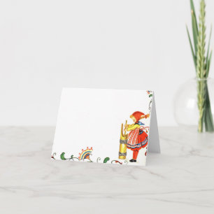 Vintage Butter Churning Girl Card