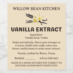 Vintage Butter Cottage Law Vanilla Extract Label