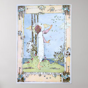 Vintage "Butterflies All Blue" by Jessie M. King Poster