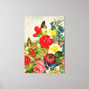 Vintage Butterflies and Flowers Canvas Print