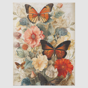 Vintage Butterflies and Flowers Decoupage Tissue Paper