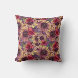 Vintage Butterflies and Sunflowers Cushion