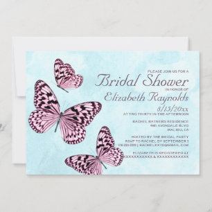 Vintage Butterflies Bridal Shower Invitations