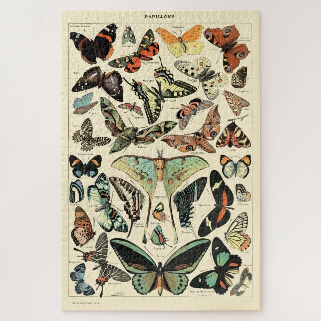 Vintage Butterflies by Adolphe Millot Poster Jigsaw Puzzle (Vertical)
