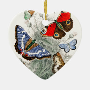 Vintage Butterflies Ceramic Tree Decoration