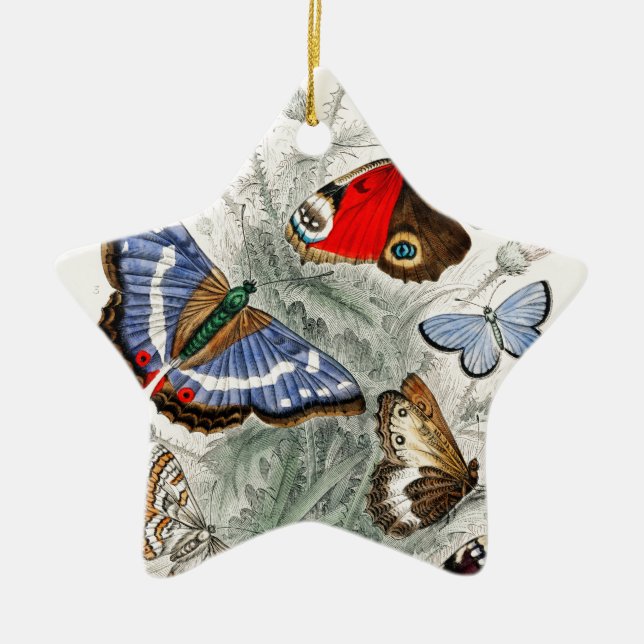 Vintage Butterflies Ceramic Tree Decoration (Front)