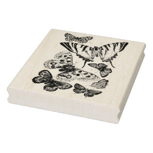 Vintage Butterflies Collage Rubber Art Stamp