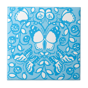 Vintage Butterflies Customisable Colours Pattern Tile