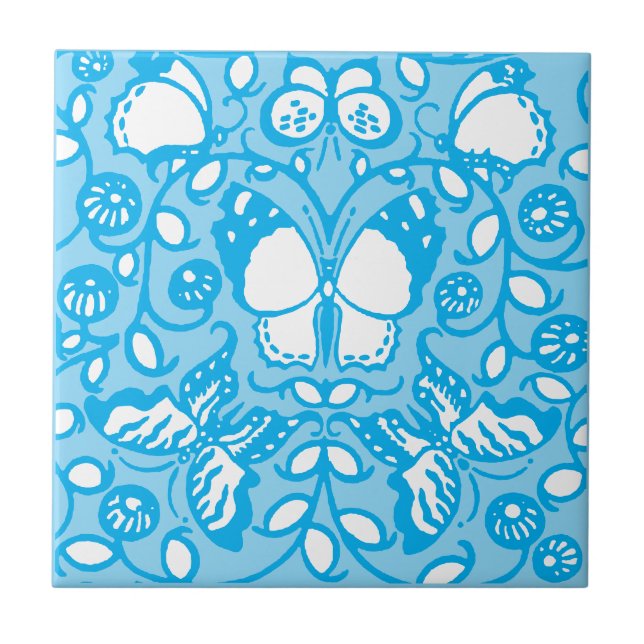 Vintage Butterflies Customisable Colours Pattern Tile (Front)