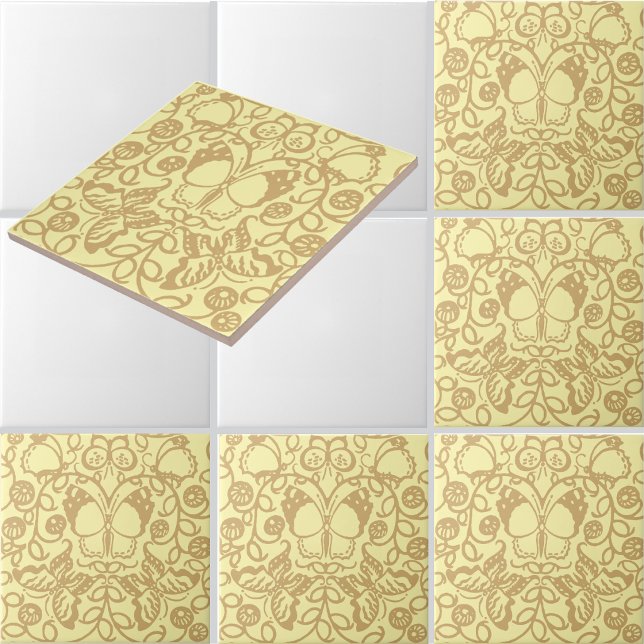 Vintage Butterflies Customisable Colours Pattern Tile (Creator Uploaded)