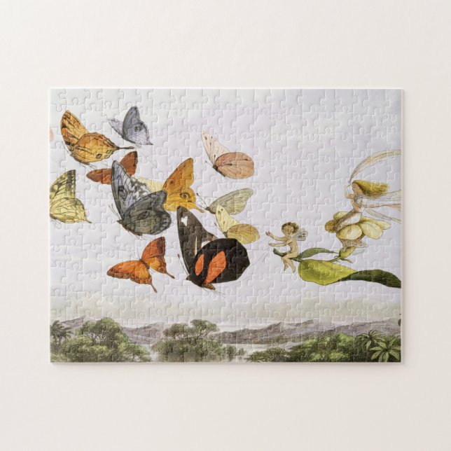 Vintage Butterflies & Fairy Old Illustration Art Jigsaw Puzzle (Horizontal)