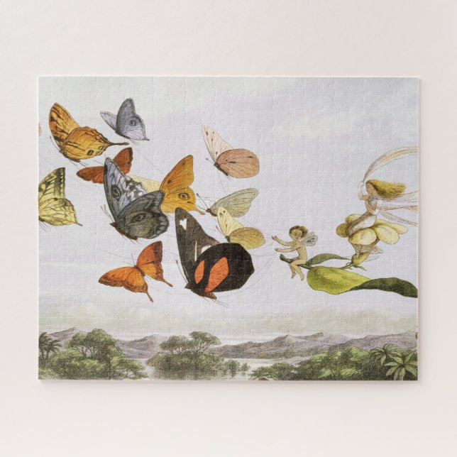 Vintage Butterflies & Fairy Old Illustration Art Jigsaw Puzzle (Horizontal)