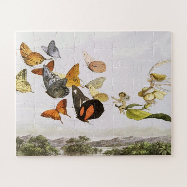 Vintage Butterflies & Fairy Old Illustration Art Jigsaw Puzzle (Horizontal)