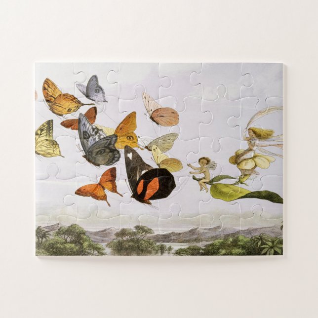 Vintage Butterflies & Fairy Old Illustration Art Jigsaw Puzzle (Horizontal)