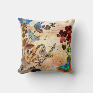 Vintage Butterflies Floral Cushion