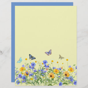 Vintage Butterflies Flower Scrapbook Collage Paper