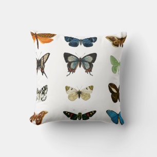 Vintage Butterflies Illustration Art Throw Pillow