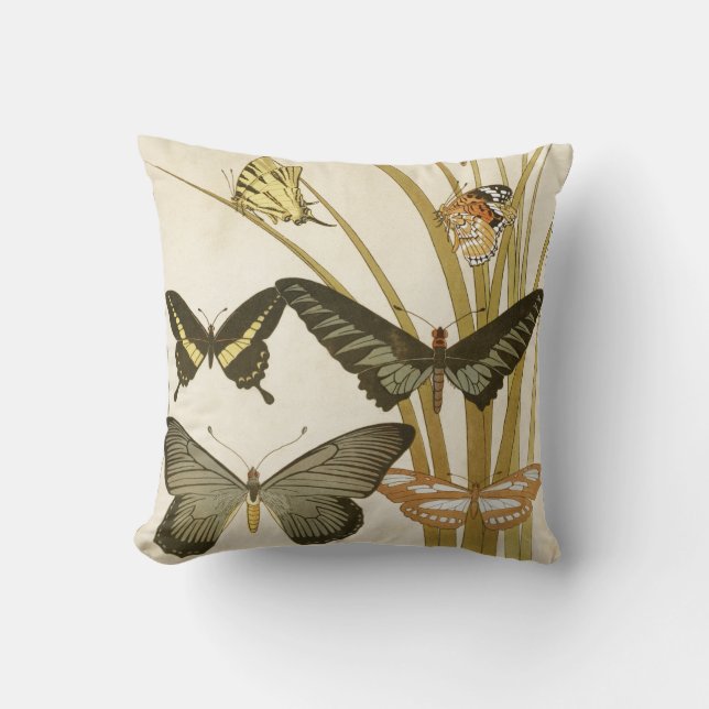 Vintage Butterflies Illustration Cushion (Front)