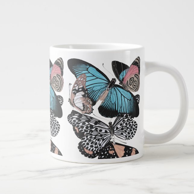 Vintage Butterflies Large Coffee Mug (Right)