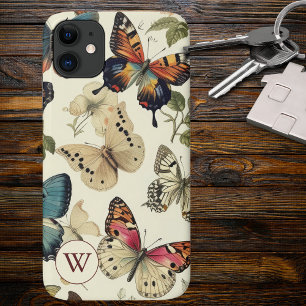 Vintage Butterflies Monogram  iPhone 11 Case