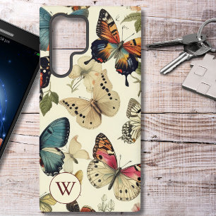 Vintage Butterflies Monogram Samsung Galaxy Case
