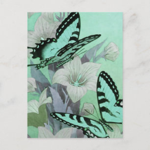 VINTAGE BUTTERFLIES PAINTING: ELEGANT AQUA POSTCARD