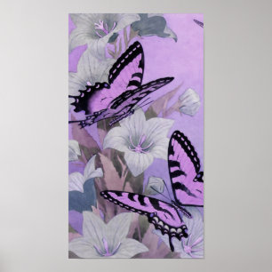 VINTAGE BUTTERFLIES PAINTING: LOVELY LILAC POSTER