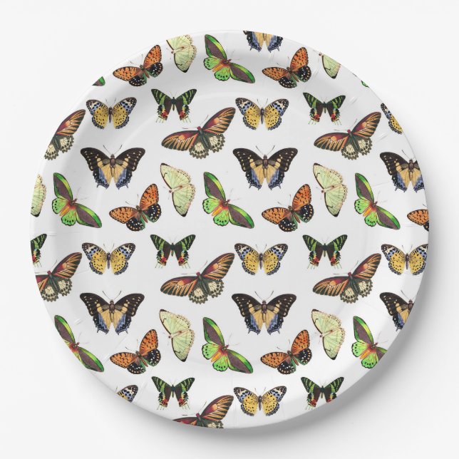 Vintage Butterflies Paper Plate (Front)