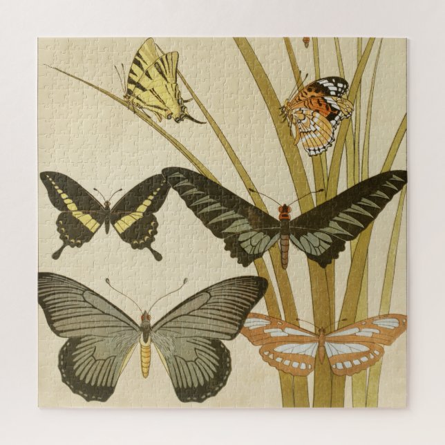 Vintage Butterflies Papillons Illustration Art Jigsaw Puzzle (Vertical)