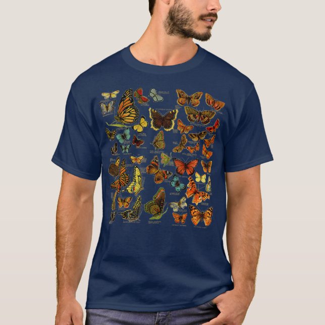 Vintage Butterflies print Butterfly Collection T-Shirt (Front)