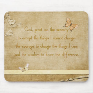 Vintage Butterflies Serenity Prayer Mouse Mat