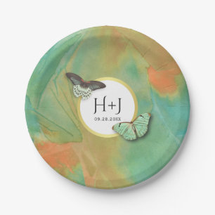 Vintage Butterflies Southwest Colours Wedding Paper Plate