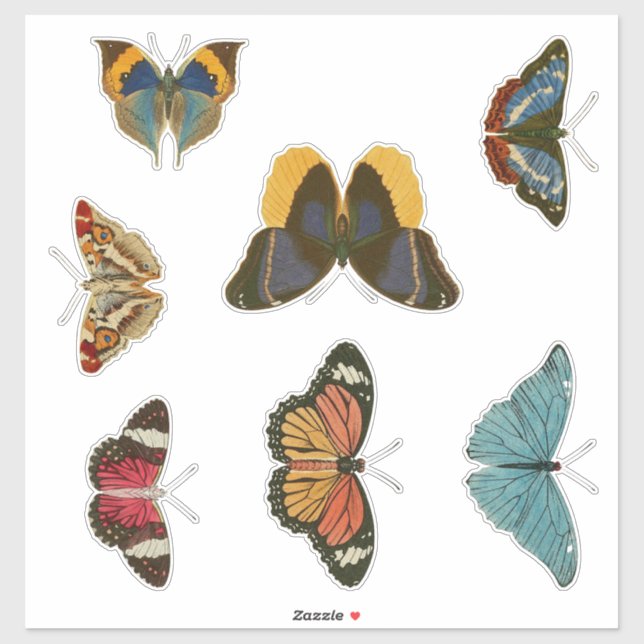 Vintage Butterflies Sticker Set (Sheet)
