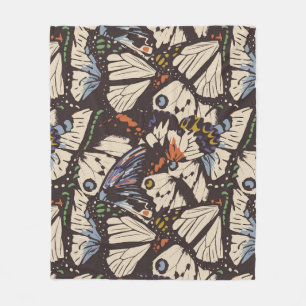 Vintage butterflies surface pattern. Colourful,  t Fleece Blanket