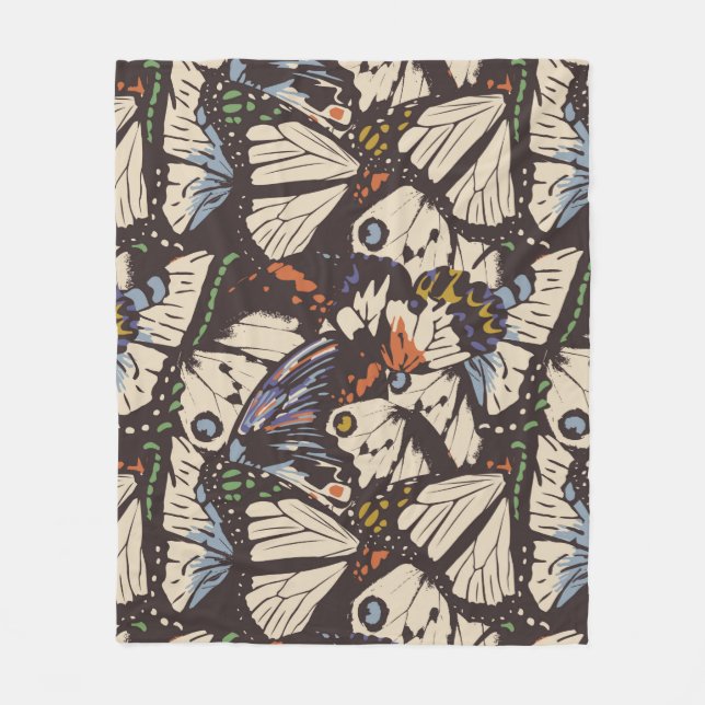 Vintage butterflies surface pattern. Colourful,  t Fleece Blanket (Front)