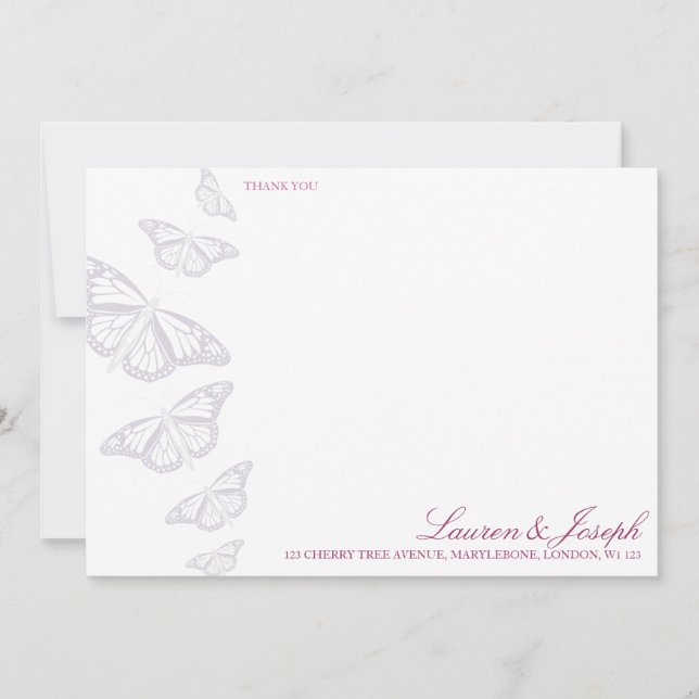 'Vintage' Butterflies Thank You Cards (Front)