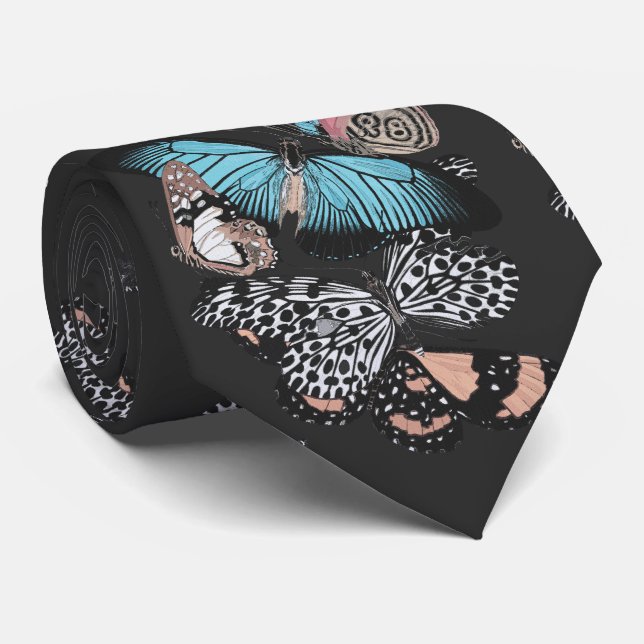 Vintage Butterflies Tie (Rolled)